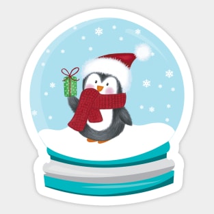 Penguin Snow Globe Sticker